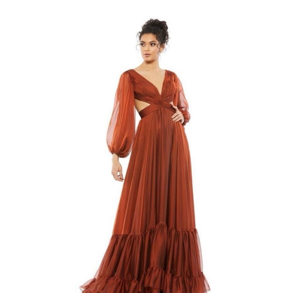 Mac Duggal Rust Cutout Maxi Gown